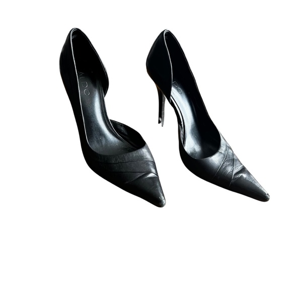 Aldo Black Pointy Toe Pumps Stiletto Heels | Size 37 / 7 - Picture 5 of 13